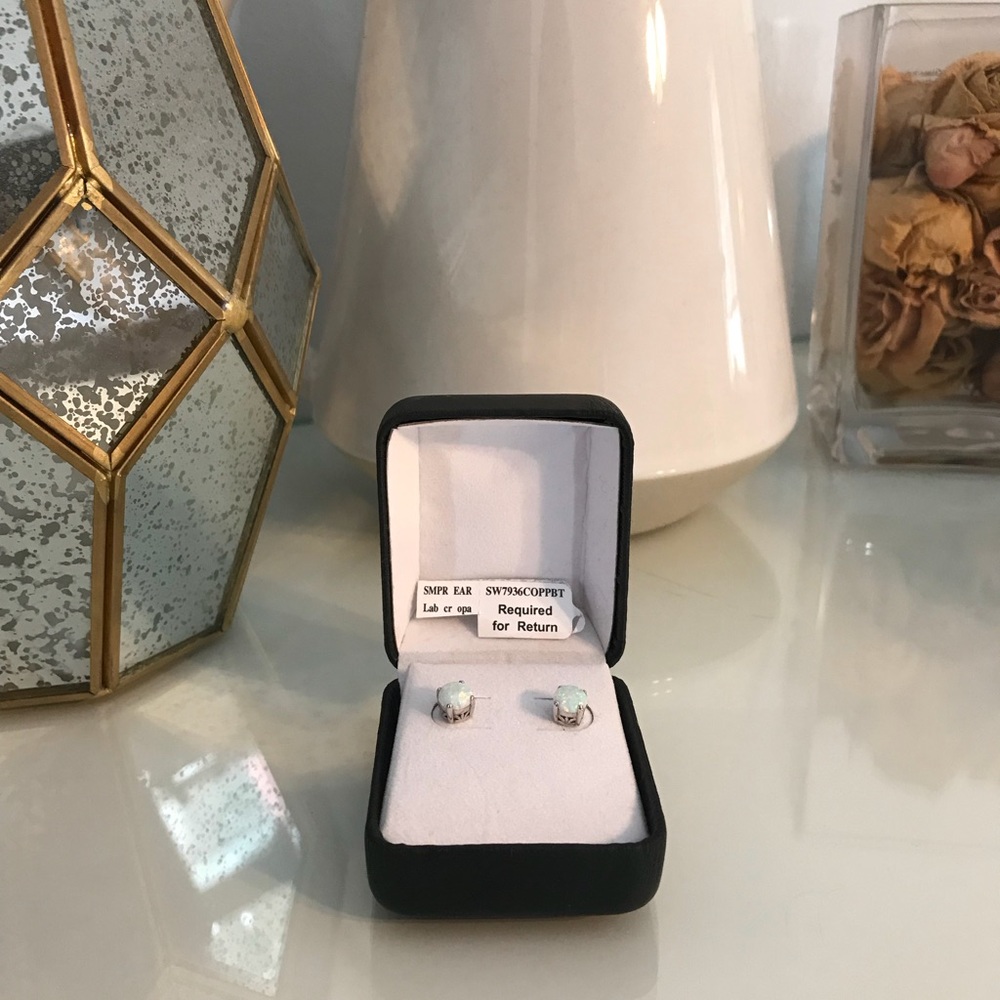 Lab created opal earrings